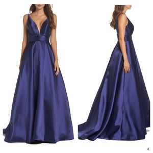 Navy Blue Mac Duggal Prom Ball Gown Dress
